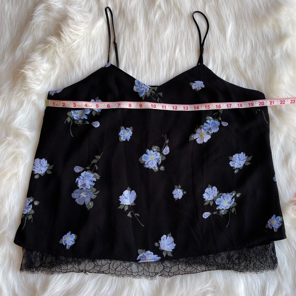 Mossimo Supply & Co. Black Blue Floral Lace Spaghetti Strap Blouse - Picture 2 of 11